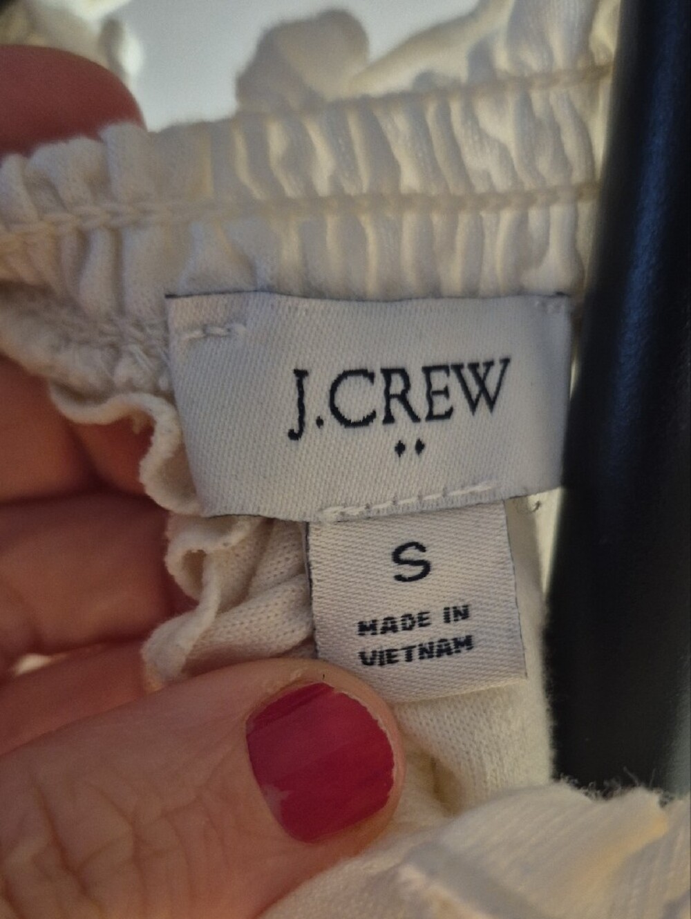 J. Crew Cream Swiss Dot Ruffle Shell - Picture 2 of 2